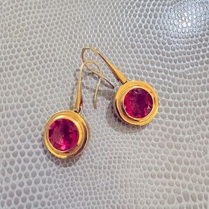 DEAN DAVIDSON ROCKROSE SIGNET GEMSTONE DROP EARRINGS (EXCELLENT CONDITION)